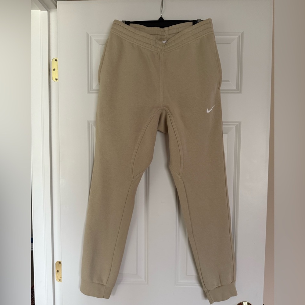 Nike Men’s Tan Fleece Sweatpants with White Logo